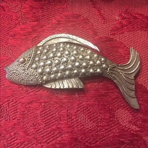 Vintage Fish Brooch Sterling Silver